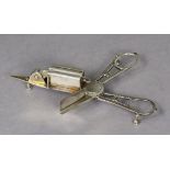 A pair of George III silver scissor-action candle snuffers with wick-trimmer; London 1811, by Wilkes