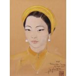 LÉA LAFUGIE (1890-1972, French explorer & artist) Portrait of Nam Phuong (1914-1963), Empress of