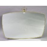 A "Peacock Mirrors" large gilt-metal frame shaped rectangular wall mirror with pendant surmount,