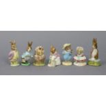 Seven Beswick Beatrix Potter character figures “Fierce Bad Rabbit”; “Hunca Munca Sweeping”; “Mr
