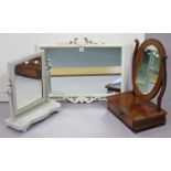 A continental-style white painted & carved wood frame rectangular wall mirror, 20½” x 25”; & two