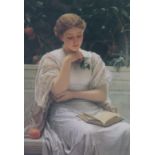 A large coloured print after Charles Edward Perugini titled “In The Orangery”, 22 ”x 16”, in a