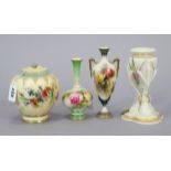 A vintage Royal Worcester porcelain globular potpourri jar & cover of blush ivory ground & with