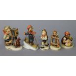 Five Goebel Hummel figures “Chick Girl”; “School Boy”; “Signs of Spring”; “The Photographer”; & “