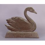 A vintage carved oak “SWAN PENS” advertising sign, 15” wide x 13¼” high.