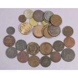 A small collection of 18th/19th century copper trade tokens; & a quantity of British & foreign