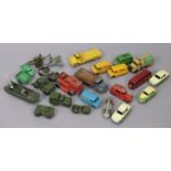 Twenty-five various die-cast scale model vehicles by Corgi, Dinky & others, all unboxed.