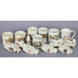 Two Shelley china crested models of British tanks; together with six other items of crested china; &