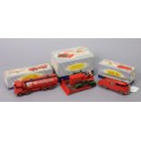 Three Dinky die-cast scale models “Blaw Knox Bulldozer” (No 961); “Fire Engine, with extending
