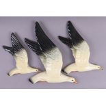 A set of three Beswick graduated seagull wall ornaments (Nos 992, 1-3).