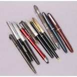 Ten various pens.