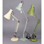 A Herbert Terry & Son’s of Redditch anglepoise desk lamp (grey); together with two other