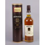 A bottle of Aberlour Highland single malt scotch whisky (70 cl) with contents & case.