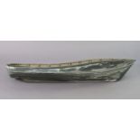 A large grey-finish fibreglass model boat, 52½” long.