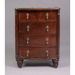 A Victorian mahogany & pine apprentice-piece bow-front chest, fitted two short & three long