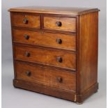 A Victorian mahogany chest fitted two short & three long graduated drawers with turned knob handles,