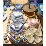 Various items of blue & white china; together with various other items of decorative china, pottery,