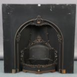 A Gallery Georgian-style black-finish iron fire insert, 40” wide x 40” high