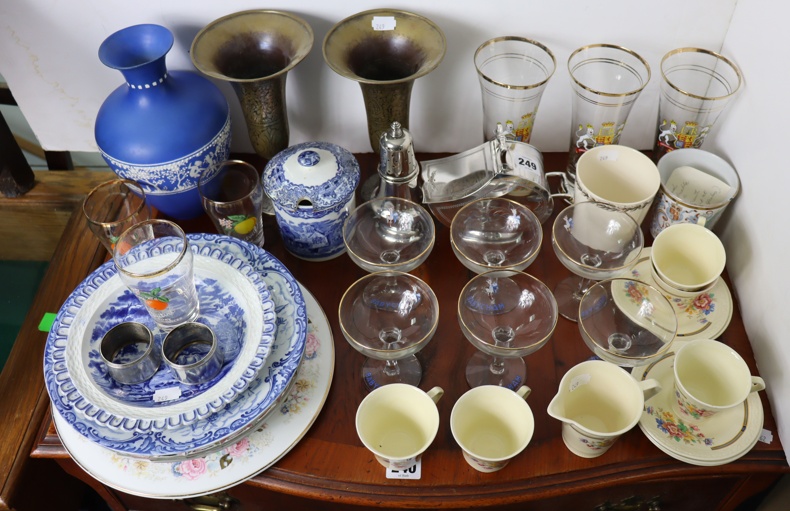 A set of six “Babycham” glasses; together with various other items of glassware, china, &