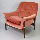 A 1970’s Cornwell Norton button-back easy chair (model no 819), with a padded seat & back