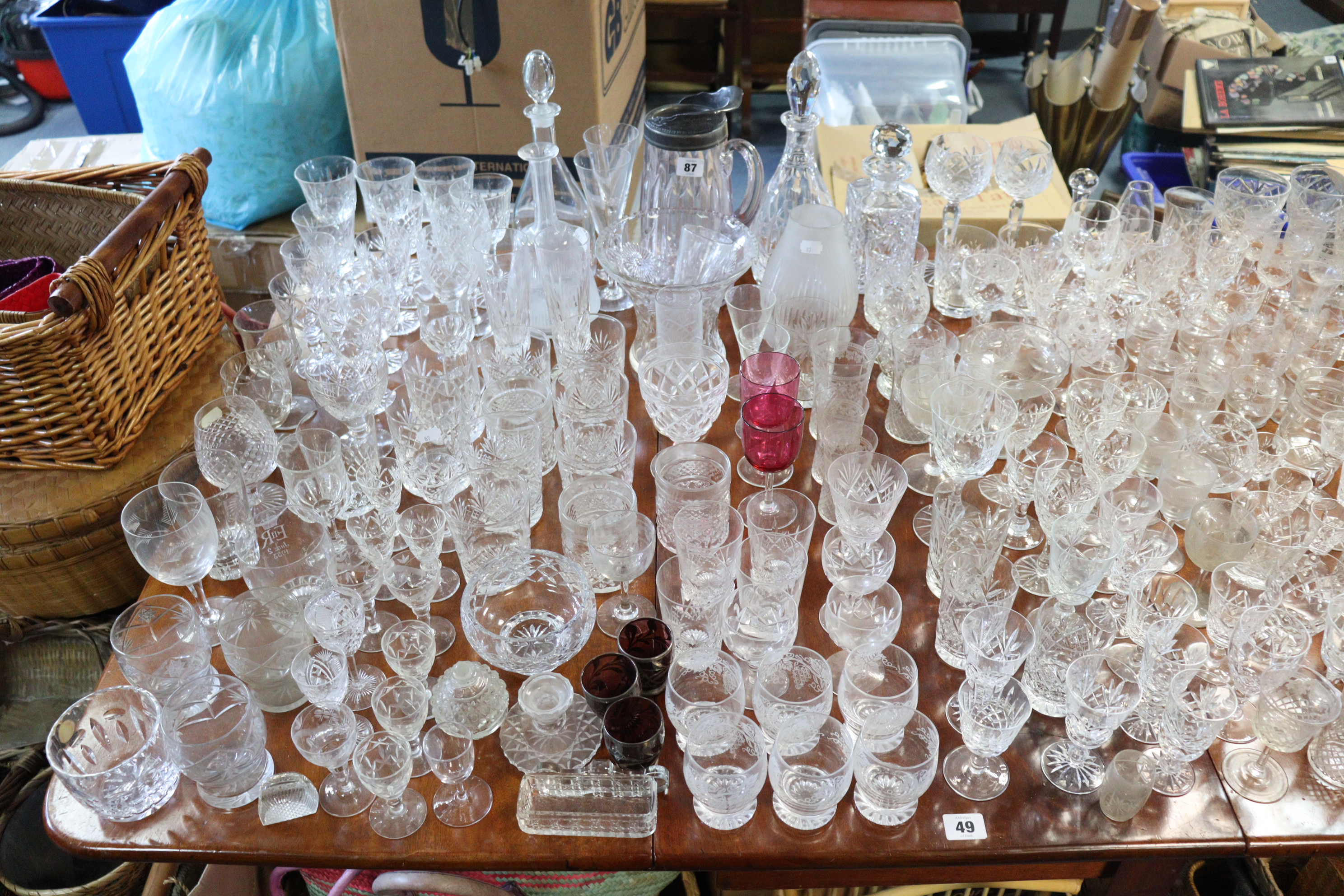 Various items of coloured & plain glassware