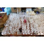 Various items of coloured & plain glassware