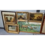 Various decorative paintings, prints & picture frames.