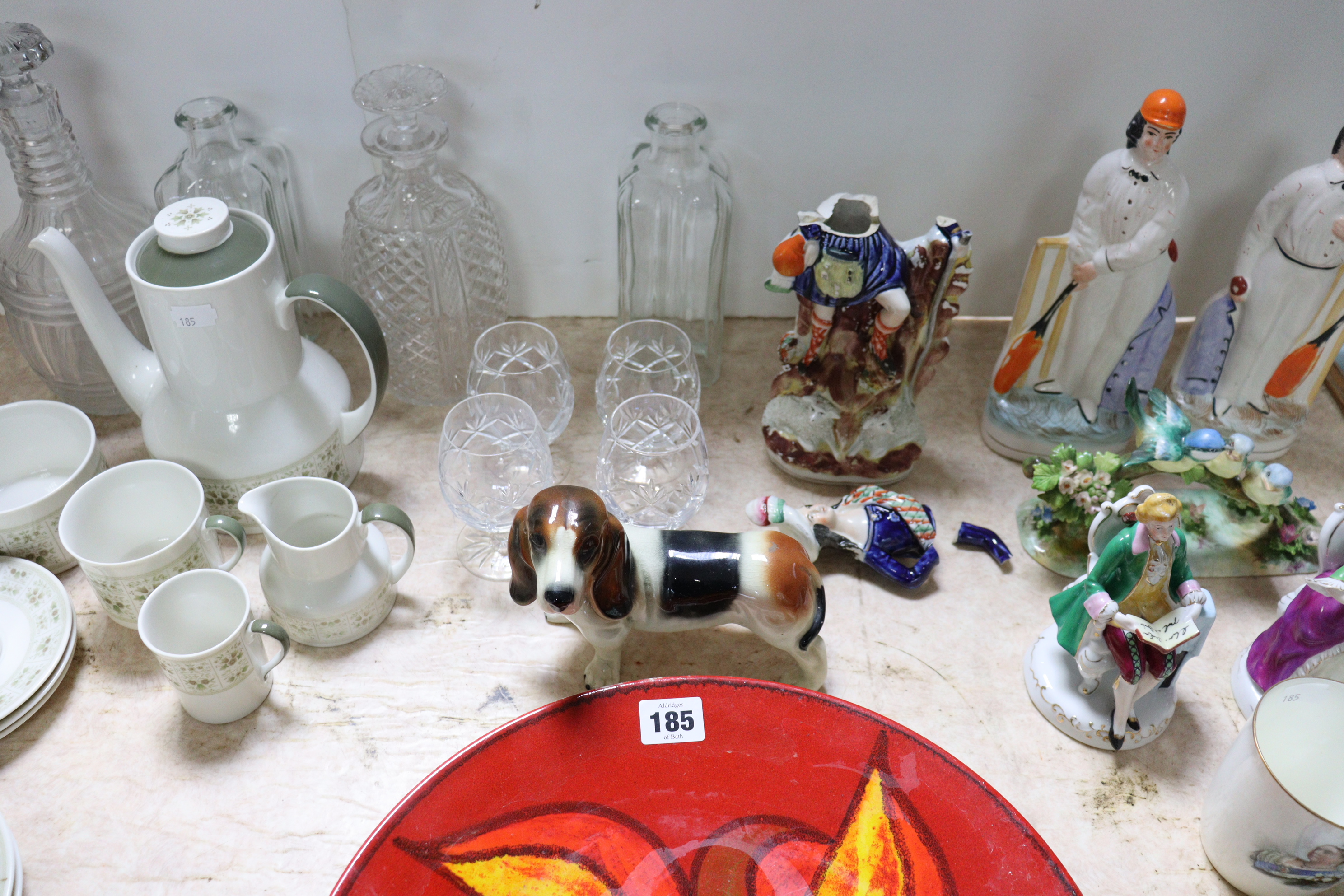 Two cut-glass decanters; a Poole pottery charger; a part coffee service; & various other items of - Image 5 of 6