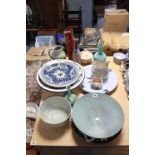 Various items of studio pottery.