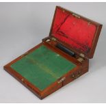 A 19th century mahogany writing slope with a fitted interior, 17¾” wide.