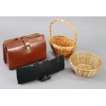 A Logitech UE Air speaker; together with a holdall; & two wicker baskets.
