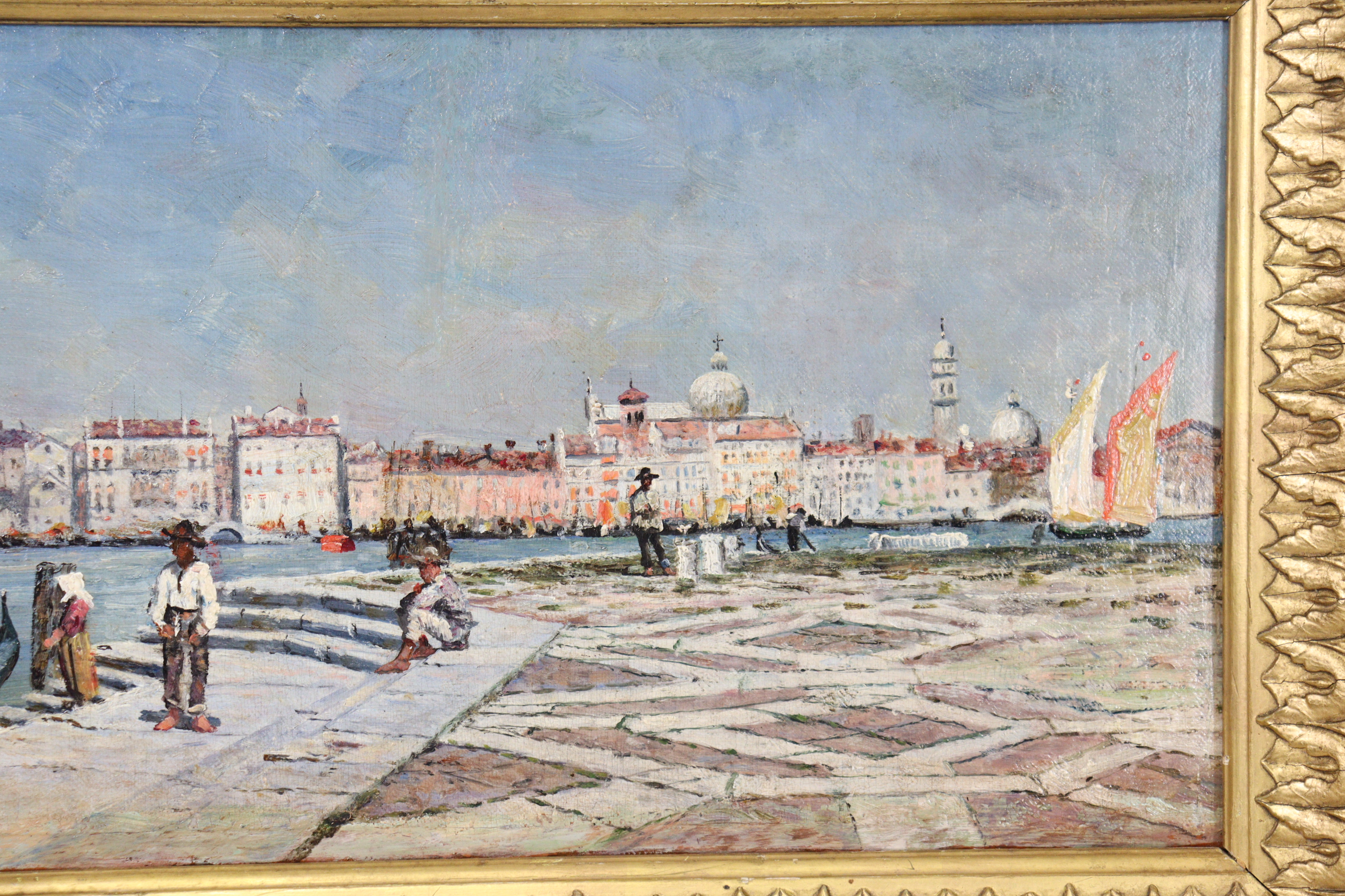 Manner of EMMA CIARDI (18778-1933). The Grand Canal, Venice, unsigned; oil on canvas: 7+” x 23½”, in - Image 5 of 6