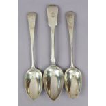 A pair of George III Old English silver tablespoons, London 1811 by Peter & Wm Bateman, 3.5oz; & a