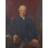 ENGLISH SCHOOL, early 19th century. A portrait of Mark Newby, seated three-quarter length, holding a