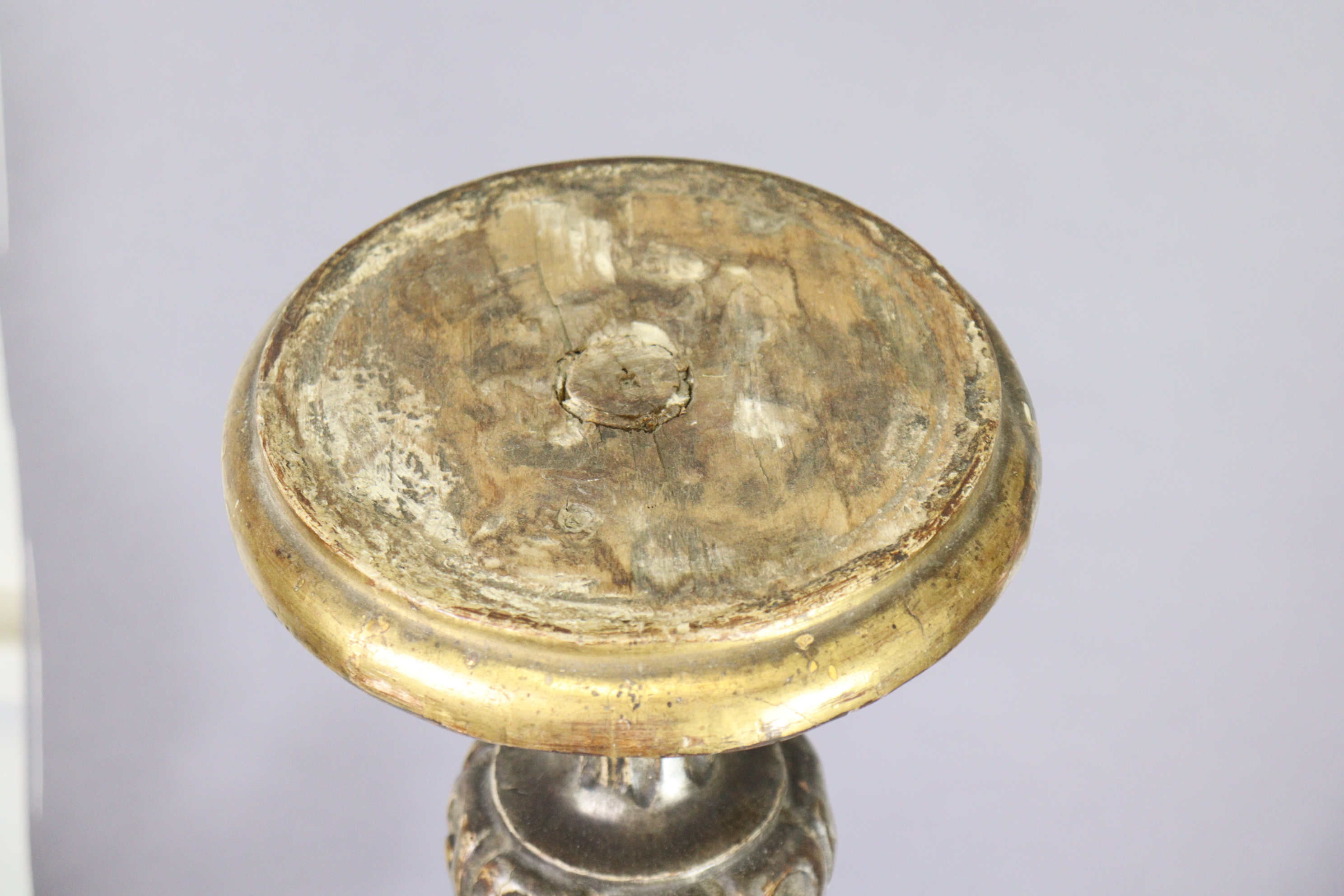 A 19th century Venetian gilt & silvered softwood torchere, the baluster column carved with - Image 9 of 9