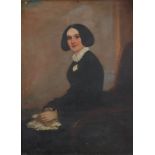 ENGLISH SCHOOL, 19th century. Portrait of a lady, three-quarter length, seated in an armchair