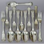 Four King’s Hourglass pattern silver table spoons, London 1835 by Mary Chawner, two ditto table