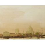MONA KILLPACK (1918-2009). “Embankment”, signed & inscribed verso; oil on canvas: 26” x 36”,