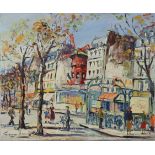 GEORGE HANN (1900-1979). A Parisian street scene, signed; oil on canvas: 20” x 24” (un-framed).