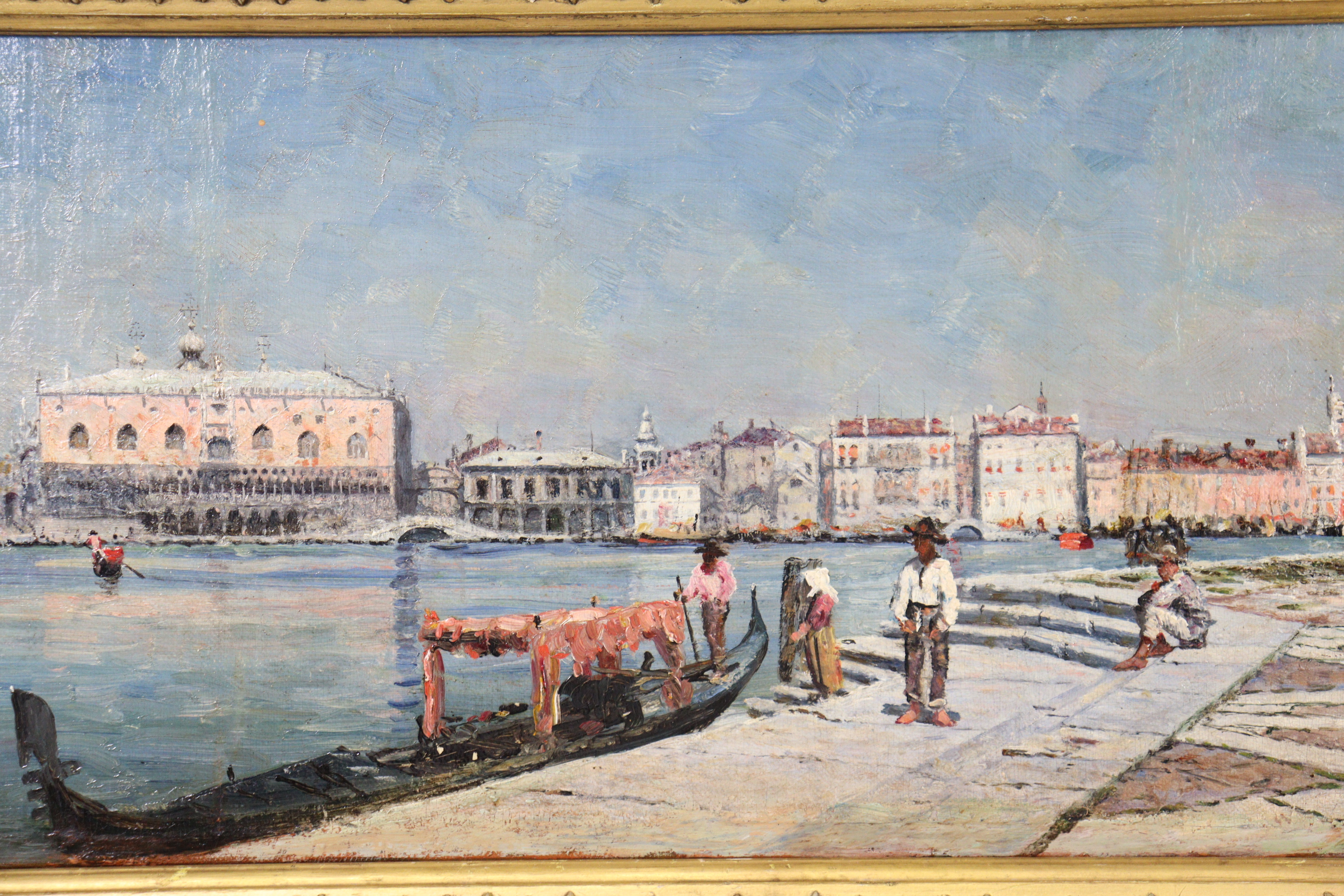 Manner of EMMA CIARDI (18778-1933). The Grand Canal, Venice, unsigned; oil on canvas: 7+” x 23½”, in - Image 4 of 6