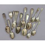 Five Victorian silver coffee spoons with engraved foliate decoration, Sheffield 1900 by John Round &