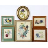 A group of six various 19th century & later watercolour studies of flowers, the largest 14” x