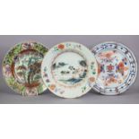 An 18th century Chinese export porcelain 9” soup plate, decorated in famille rose enamels with a