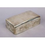 A George V silver rectangular cigarette box with engraved inscriptions “June 26th 1914” to centre of
