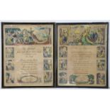 A pair of Wm. IV hand-coloured printed sheets “Solomon’s Sacrifice” & “Mordecai’s Triumph”, the