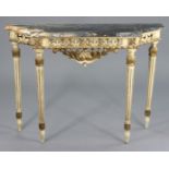 An early 20th century Italian Neoclassical-style white-painted & parcel-gilt console table with a