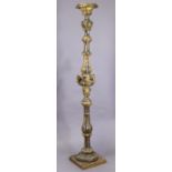 A 19th century Venetian gilt & silvered softwood torchere, the baluster column carved with