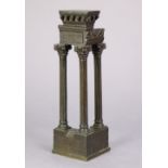 A 19th century Grand Tour bronze model of the Temple of Vespasian, 9?” high x 3” wide x 2½” deep.