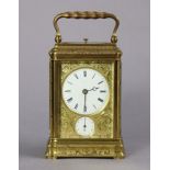 A VICTORIAN ENGRAVED GILT-BRASS EIGHT-DAY STRIKING & REPEATING CARRIAGE CLOCK, by Dent. No. 4137,