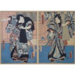 UTAGAWA KUNISADA (Tokoyumi III 1786-1865). A pair of 19th century coloured woodblock prints of
